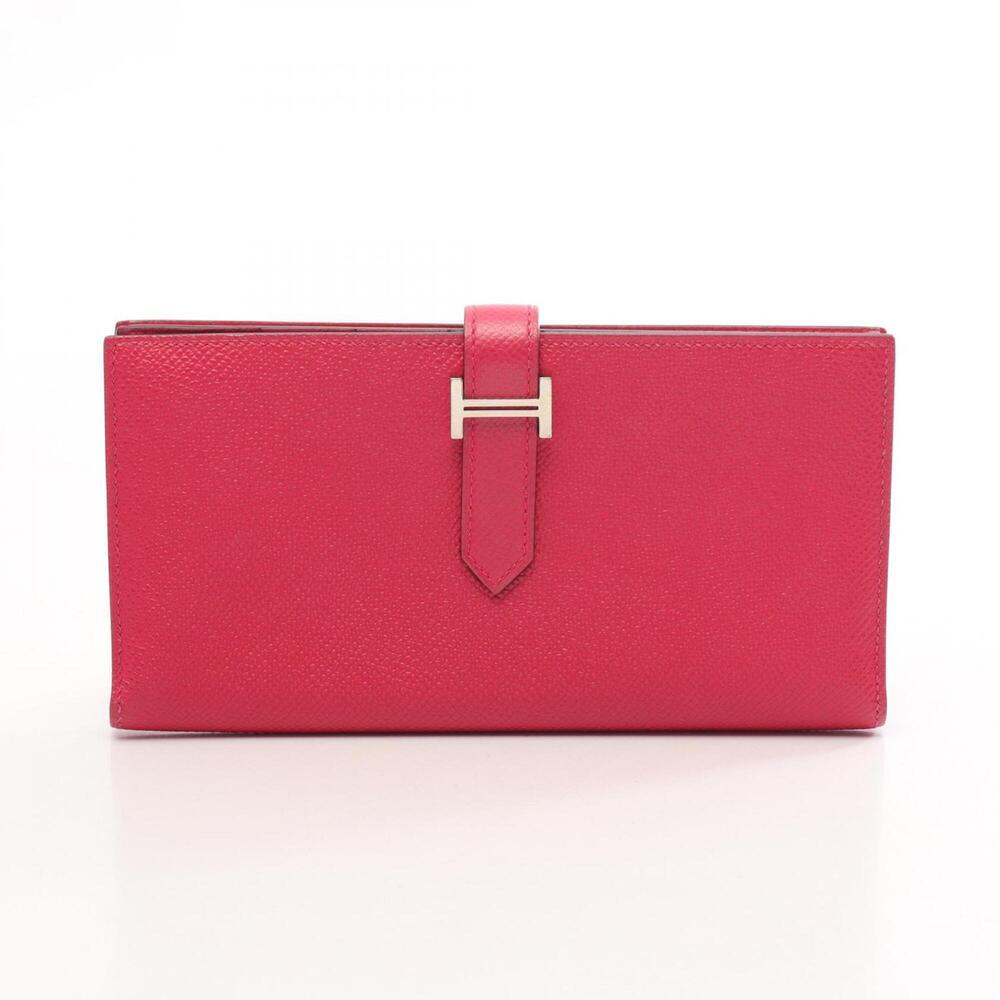 Hermes Bearn Soufflé Bi-fold Long Wallet, Leather, Veau Epsom, Pink, Women's